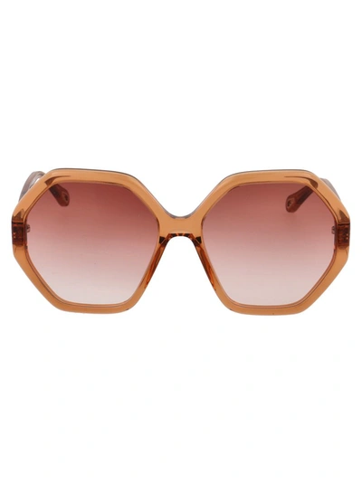 Chloé Eyewear Octagonal Frame Sunglasses In Orange