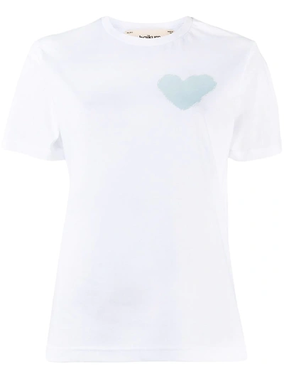 Haikure Heart Print Cotton T-shirt In White