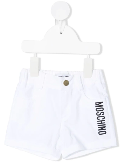 Moschino Babies' Teddy-print Shorts In Bianco