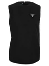 PRADA PRADA LOGO PATCH SLEEVELESS TOP