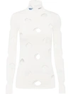 Prada Openwork High Neck Viscose Sweater In White