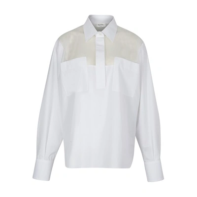 Valentino Poplin Shirt With Organza Inserts In White