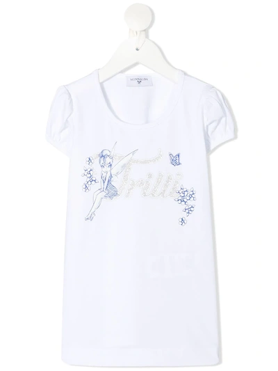 Monnalisa Kids' Tinker Bell Glitter-graphic T-shirt In White