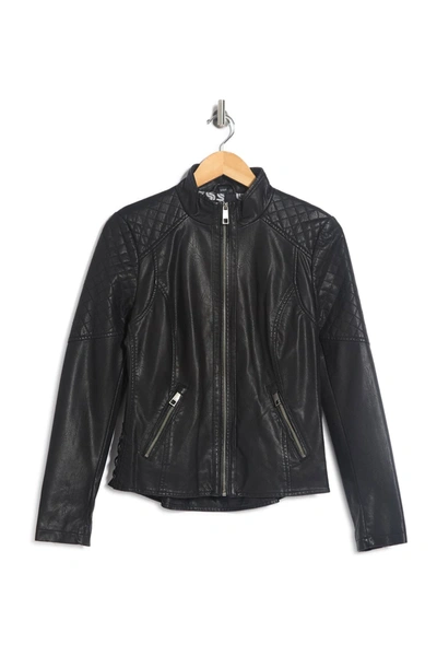 Guess Faux Leather Jacket In Black