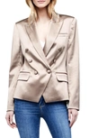 L Agence Kenzie Satin Double Breasted Blazer In Hazelwood