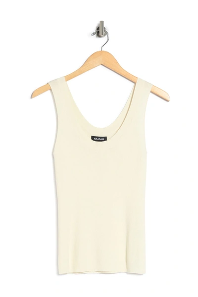 Naadam Silk & Cashmere Scoop Neck Ribbed Knit Tank In White