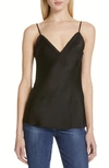 Frame Fray Edge Satin Camisole In Noir