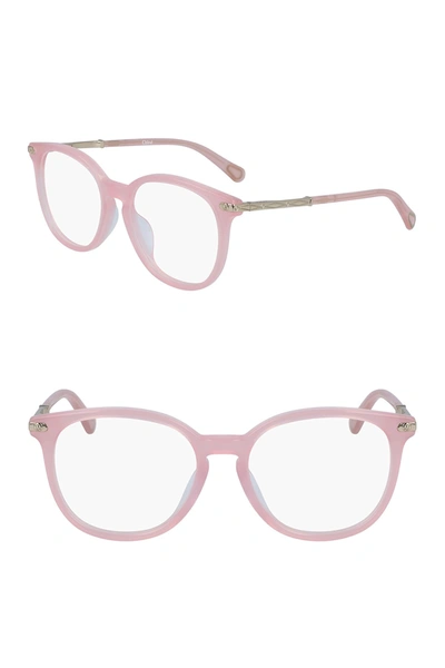 Chloé Kids' Rectangle 47mm Optical Frames In Pink