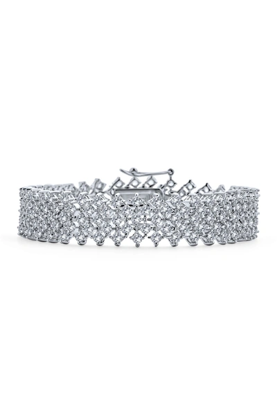 Bling Jewelry Bridal Wide Cz Bracelet In Silver