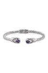 Samuel B Jewelry Sterling Silver Amethyst Twisted Cable Bangle Bracelet In Purple