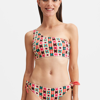 La Doublej Geometric-print One-shoulder Bikini Top In Groovy Dot Giallo