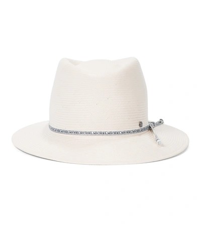 Maison Michel André Straw Trilby Hat In Beige