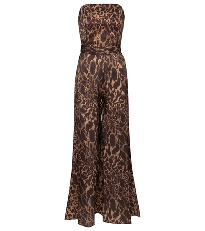 Alexandra Miro Clara Leopard-print Jumpsuit In Brown