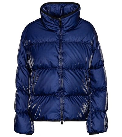 Moncler Grenit Metallic Quilted Shell Down Jacket In Blue