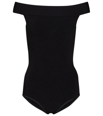 Alaïa Off-the-shoulder Bodysuit In Black