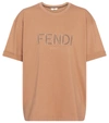 FENDI LOGO EMBROIDERED COTTON T-SHIRT,P00552493