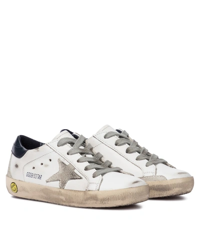 Golden Goose Kids' Super-star Leather Sneakers In White/ice