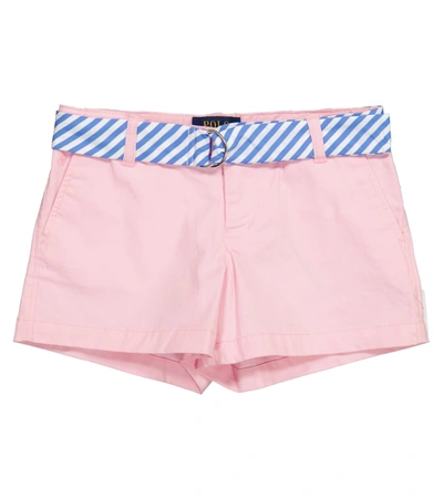 Polo Ralph Lauren Kids' Stripe-print Belted Cotton Shorts In Carmel Pink