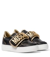 MOSCHINO LOGO LEATHER SNEAKERS,P00543186
