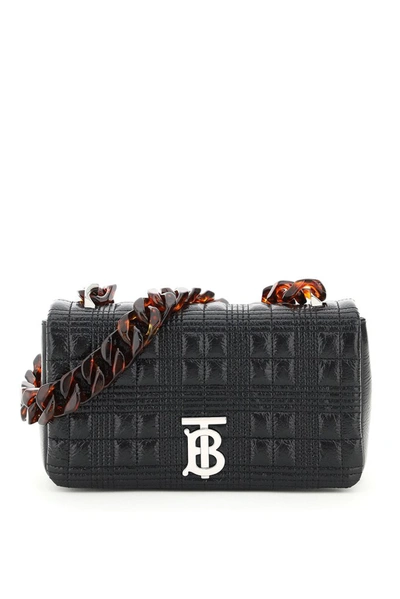 Burberry Lola Small Quilted Bag Tb Monogram In Black