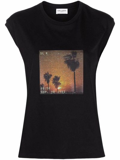 Saint Laurent Black Vhs Sunset Sleeveless T-shirt