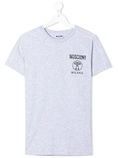 Moschino Teen Logo-print T-shirt In Grey