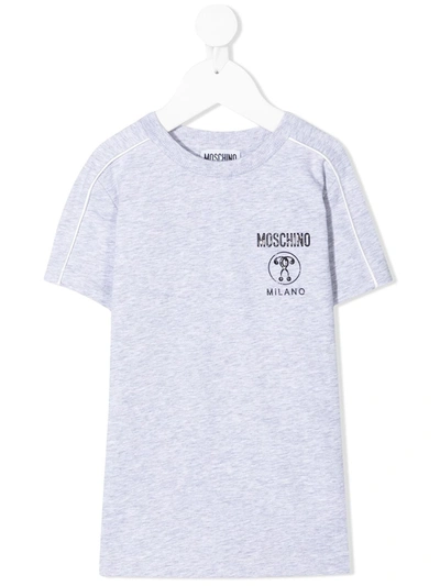 Moschino Kids' Logo-print T-shirt In Grey
