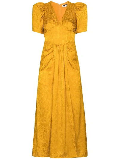 Rotate Birger Christensen Women's Alma Puff Sleeve Broderie Midi Dress In Yellow