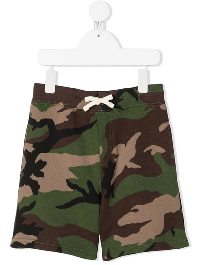 Ralph Lauren Kids' Camouflage-print Deck Shorts In Green