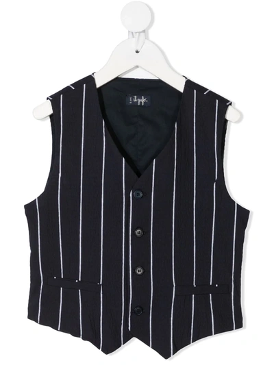Il Gufo Kids' Stripe-print Buttoned Vest In Blue