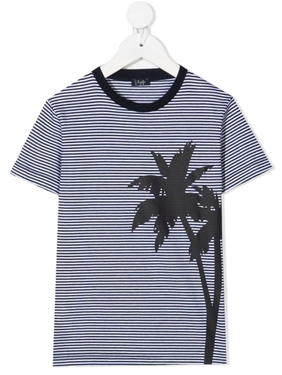 Il Gufo Kids' Palm Tree-print Cotton T-shirt In Blue