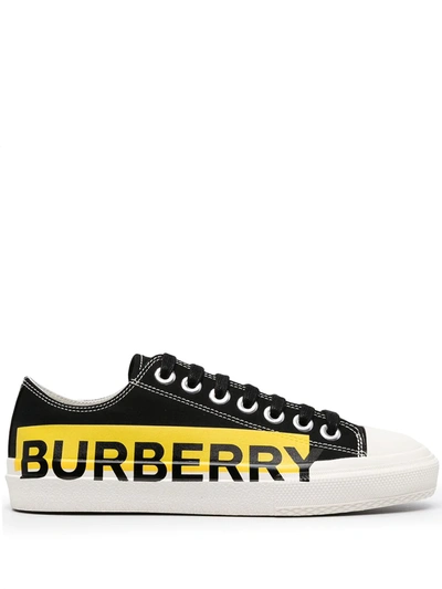 Burberry Side Logo Print Trainers In Yellow