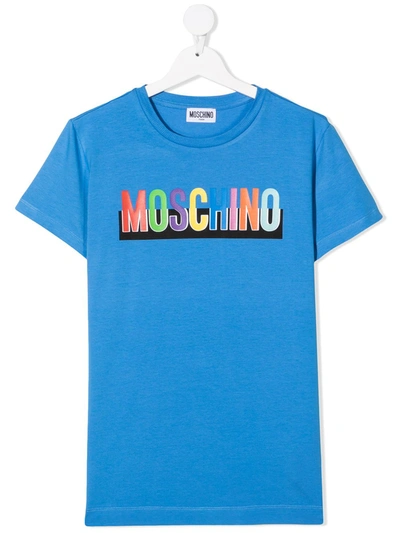 Moschino Teen Logo-print Cotton T-shirt In Blue