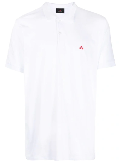 Peuterey Stripe-tipped Logo Polo Shirt In White