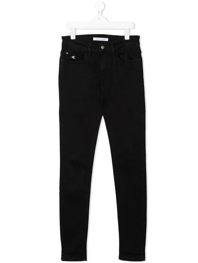 Calvin Klein Teen Straight-leg Jeans In Black