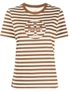 Tory Burch Striped Logo Print T-shirt In White