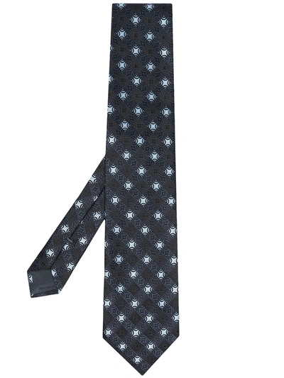 Ermenegildo Zegna Embroidered-pattern Silk Tie In Blue