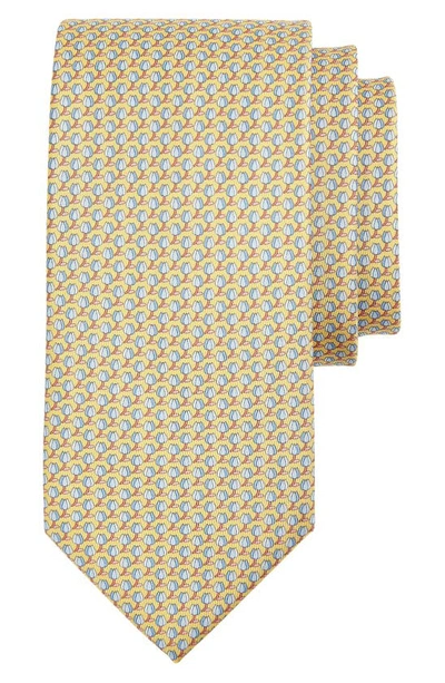 Ferragamo Tulip & Windmill Print Silk Tie In Yellow