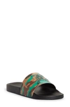 Moncler Luxury Shoes For Men   Black Basile Camouflage Slides In Green