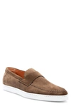 Santoni Banker Loafer Sneaker In Brown Suede