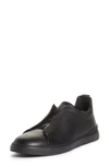 Ermenegildo Zegna Black Triple Stitch Leather Sneakers In Black