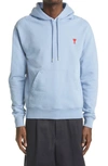 Ami Alexandre Mattiussi Logo-embroidered Cotton-jersey Hooded Sweatshirt In Light Blue