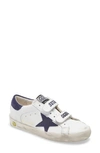 Golden Goose White Old School Sneaker For Kids With Blue Star In White