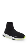 Balenciaga Speed Sock Sneakers With Tricolor Sole, Toddler/kids In Black