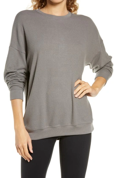 Alo Yoga Soho Crewneck Pullover Sweatshirt In Dove Grey Heather