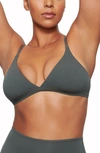 Skims Grey Cotton 2.0 Triangle Bralette In Deep Sea