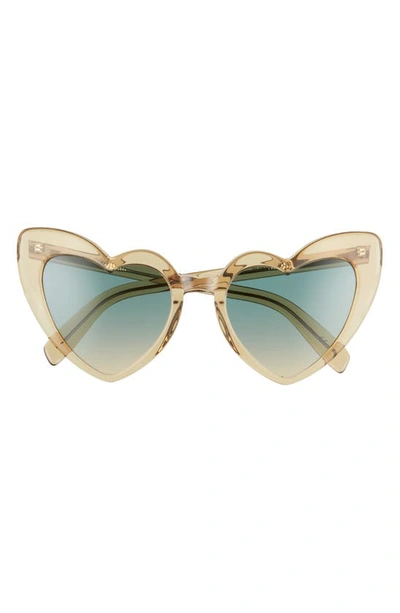 Saint Laurent Loulou Heart-shaped Acetate Sunglasses In Yellow