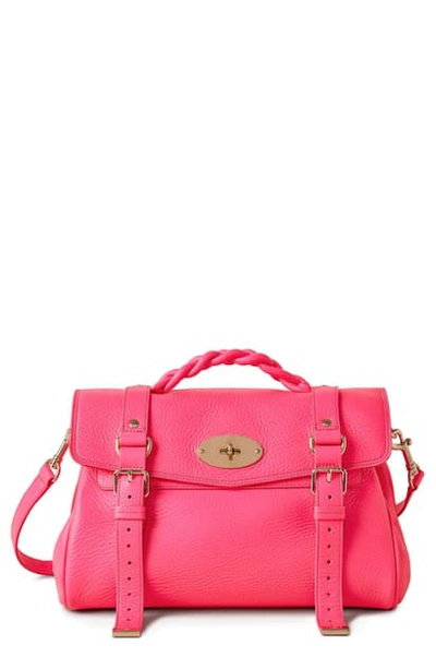 Mulberry Alexa Leather Satchel In Neon Pink