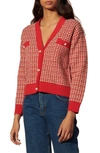 SANDRO CHECK COTTON BLEND CARDIGAN,SFPCA00354