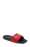 Alexander Wang Red Rubber Logo Pool Slides In Bright Red